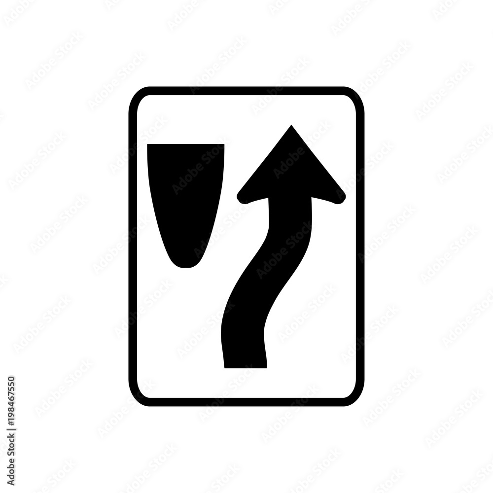 USA traffic road sign. keep to the right of obstruction. vector