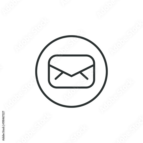 Black and white round mail icon