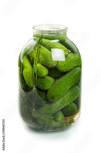 Jar of homemade pickles