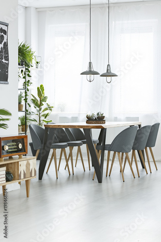 Bright dining room interior