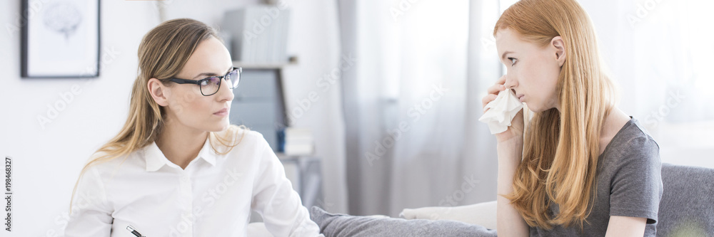 Teenager during meeting with psychotherapist Teenager during meeting with psychotherapist