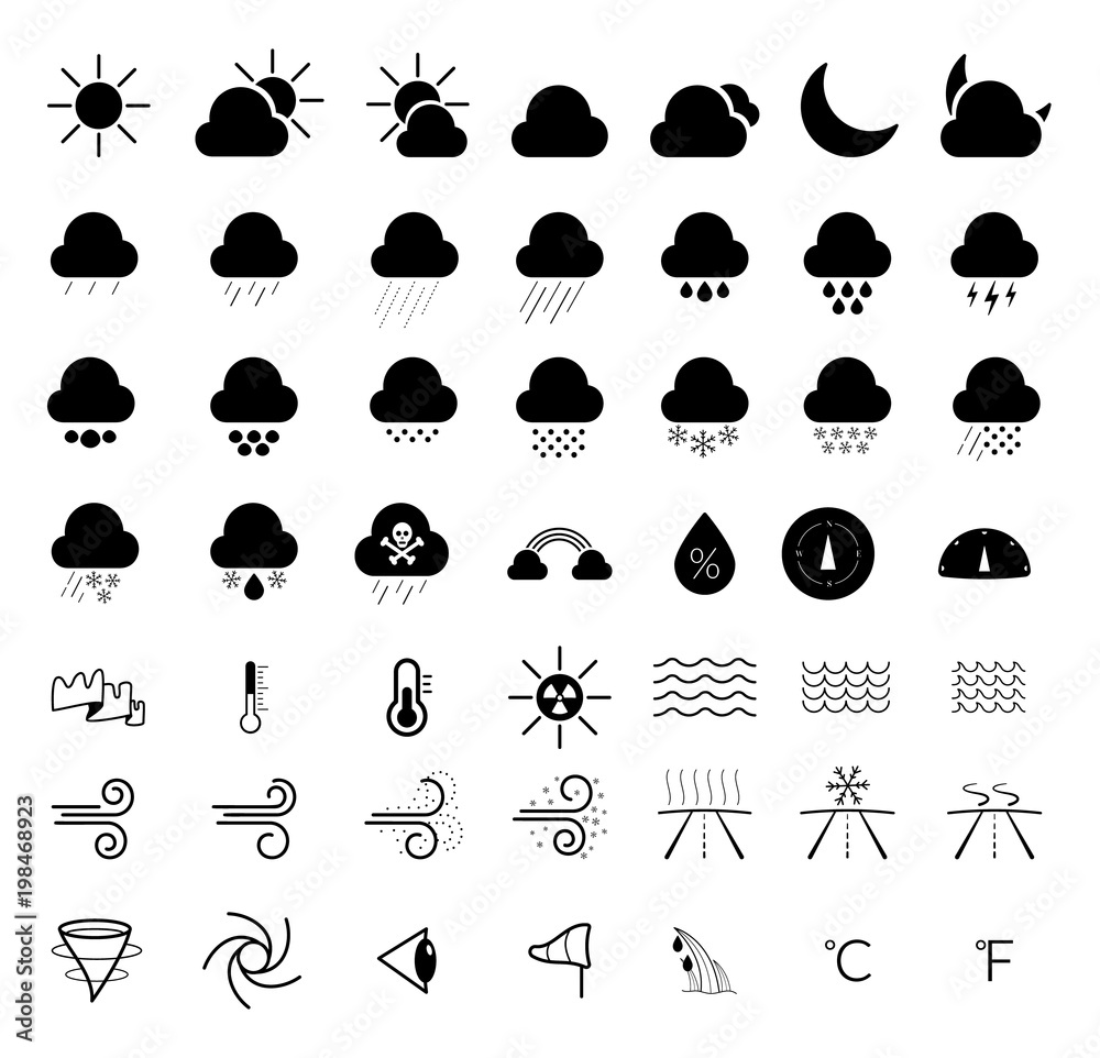 Line weather icons for forecast, user interface, infographics Stock ...