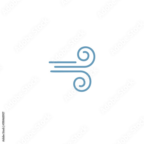Simple blue wind sign icon isolated on white background