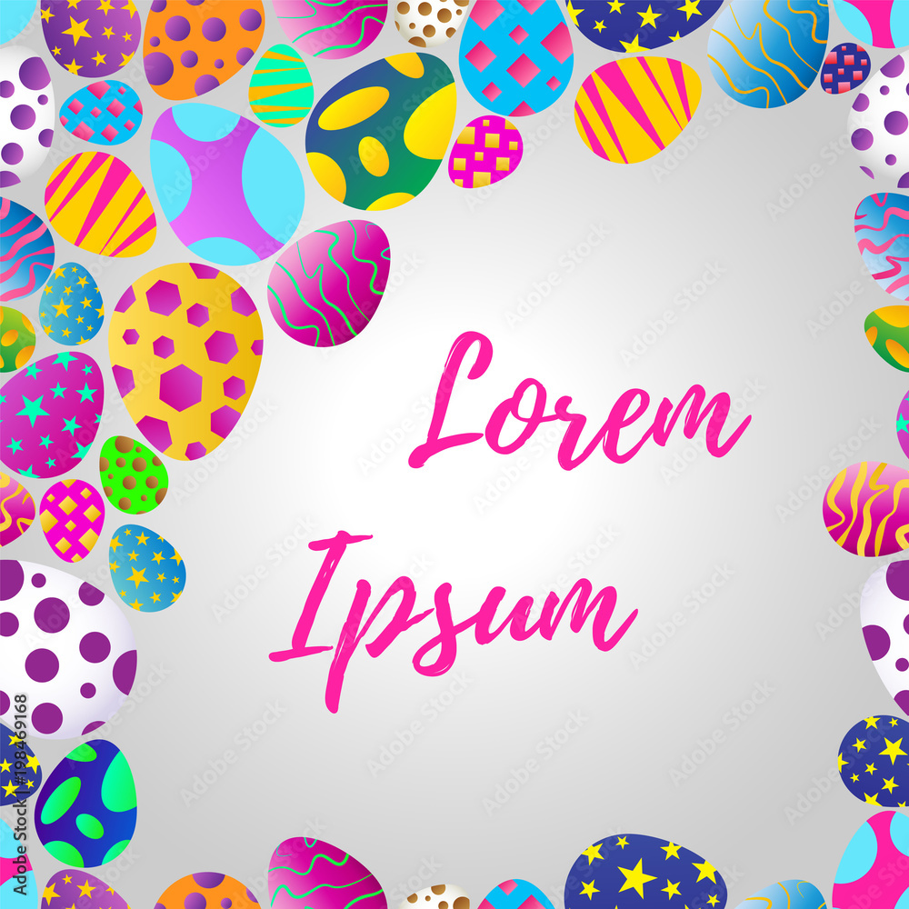 Banner design template with floral decoration for spring Easter. The square frame with the decor of eggs. Invitation for easter holiday. Vector. Banner design template with floral decoration for spring Easter. The square frame with the decor of eggs. Invitation for easter holiday. Vector.