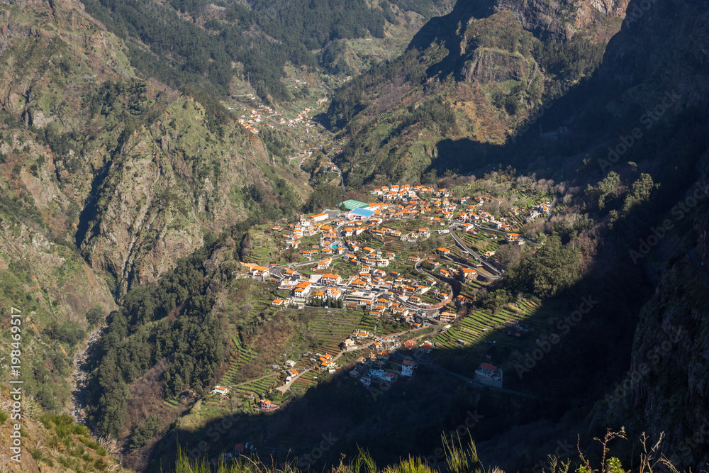 Curral das Freiras in Nuns Valley from Eira do Serrado viewpoint, Madeira, Portugal