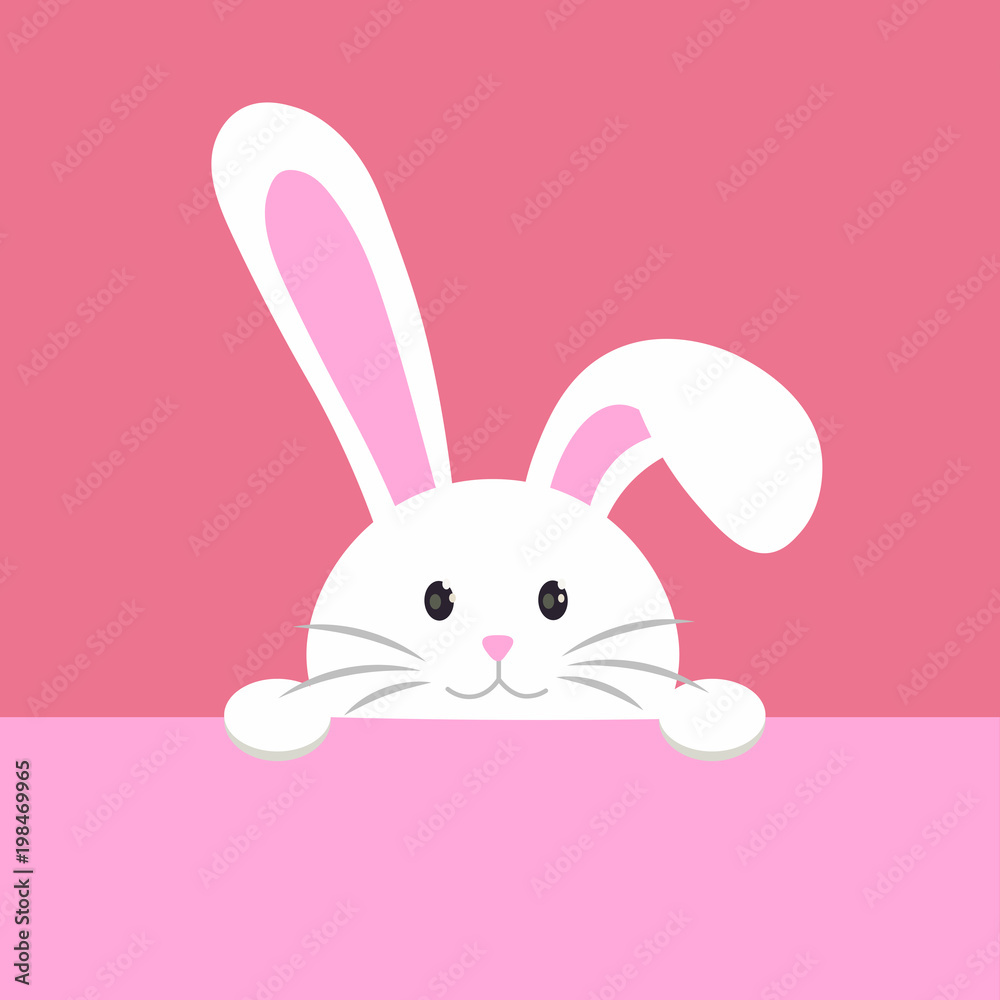 Fototapeta premium Easter card. Rabbit on pink background.