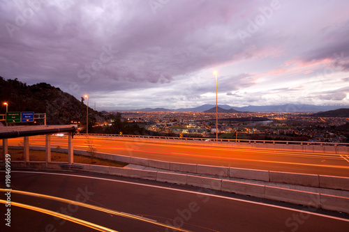 Freeway and panoramic view of western side of the city, Vitacura, Santiago, Chile © Jose Luis Stephens