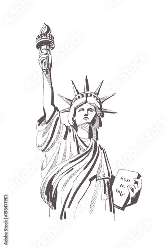 Vector sketch of Statue of Liberty New York of USA in illustration © valeriyabtsk
