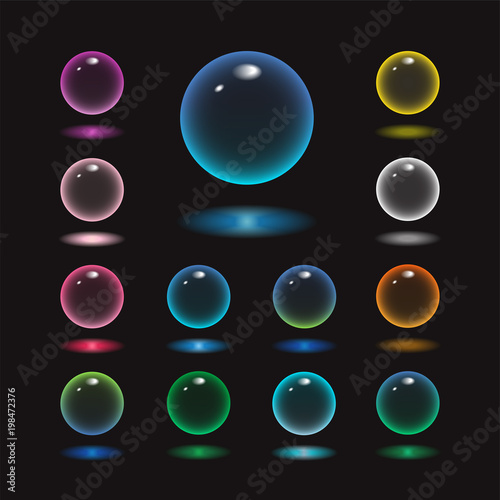 Transparent colored bubble set