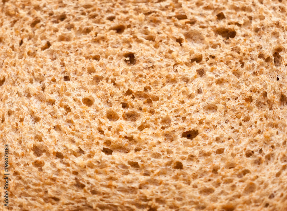 close up texture of brown rye bread macro detail food