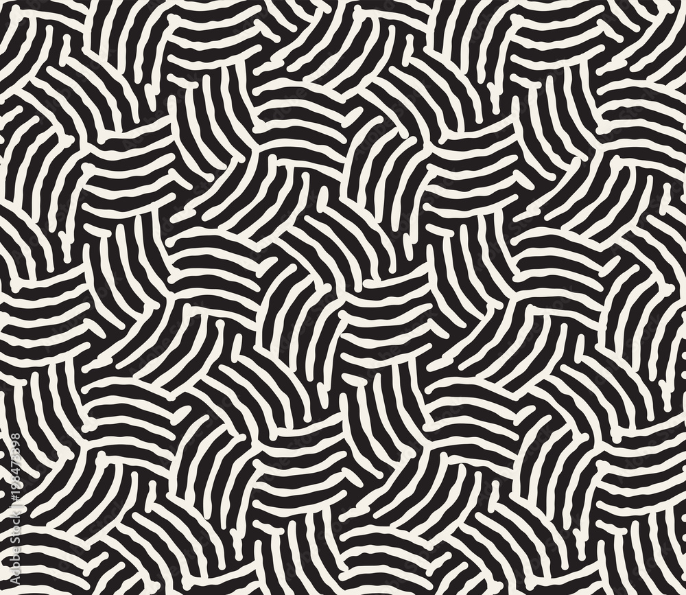 Hand drawn black and white ink striped seamless pattern. Vector grunge lattice texture. Monochrome brush strokes lines background Hand drawn black and white ink striped seamless pattern. Vector grunge lattice texture. Monochrome brush strokes lines background