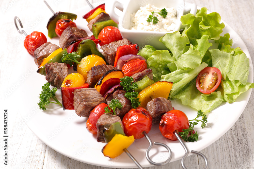 skewer barbecue, beef