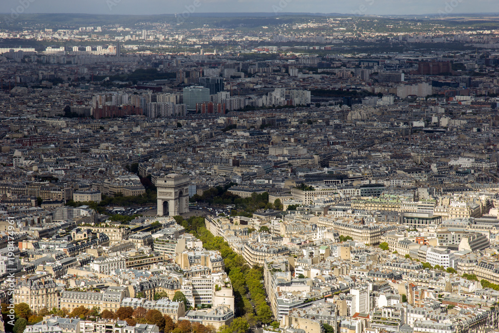 Paris aerial view, Triumphal Arch