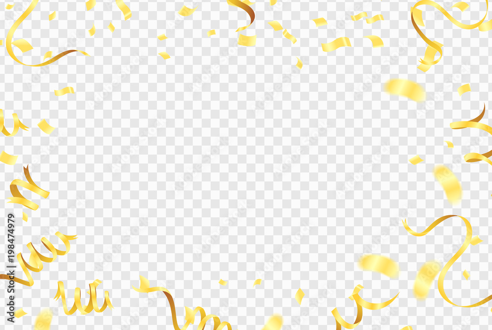 Celebration background template with confetti and gold ribbons.and Gold White ribbons. Vector illustration Celebration background template with confetti and gold ribbons.and Gold White ribbons. Vector illustration