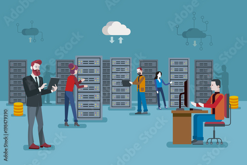 Male IT specialist in datacenter