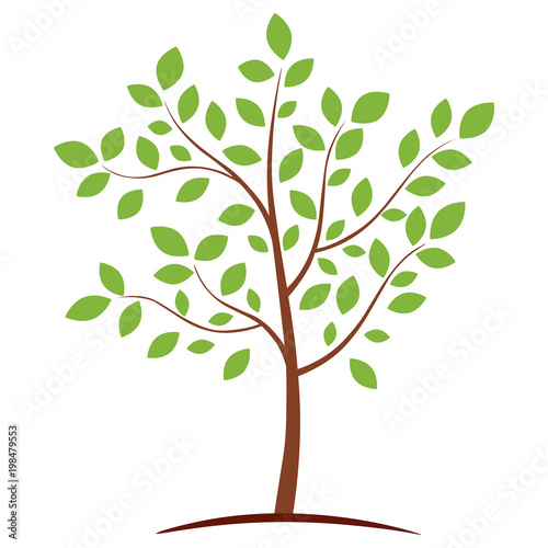 Abstract design of green eco tree icon with plenty green leaves