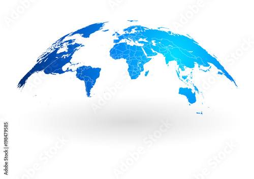 blue world map globe isolated on white background