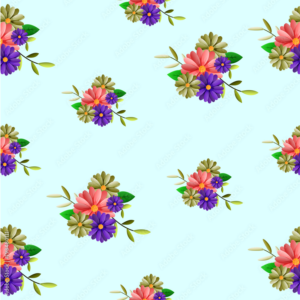 Seamless floral pattern with roses Vector Illustration