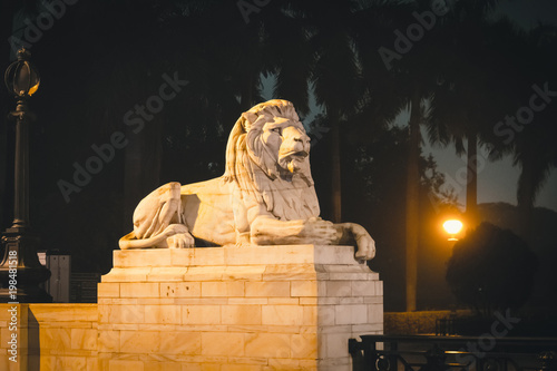 Entrance gate with white marble lions of Victoria Memorial photo
