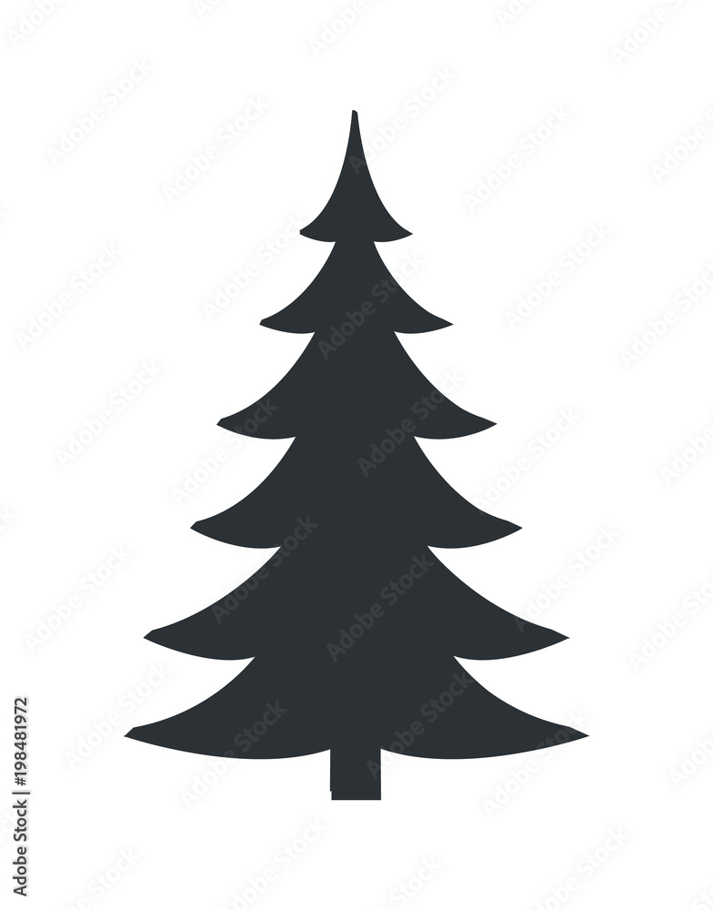 Christmas Tree Black Silhouette Vector Icon Christmas Tree Black Silhouette Vector Icon
