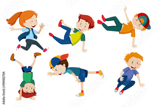 Kids doing different dance positions