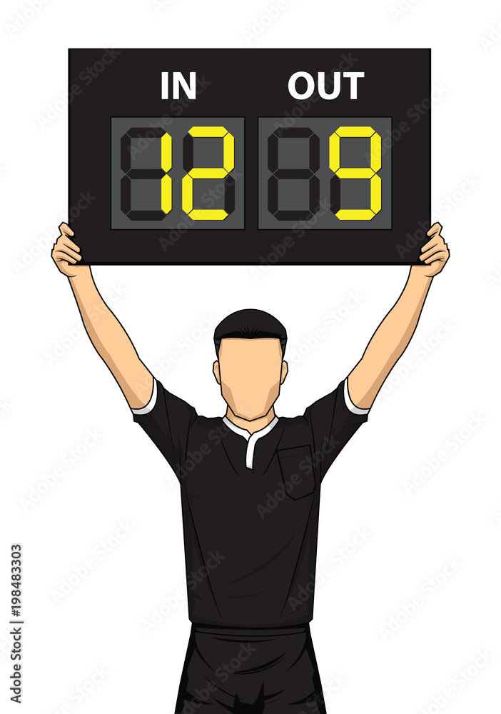 Naklejka premium Football referee shows the number display
