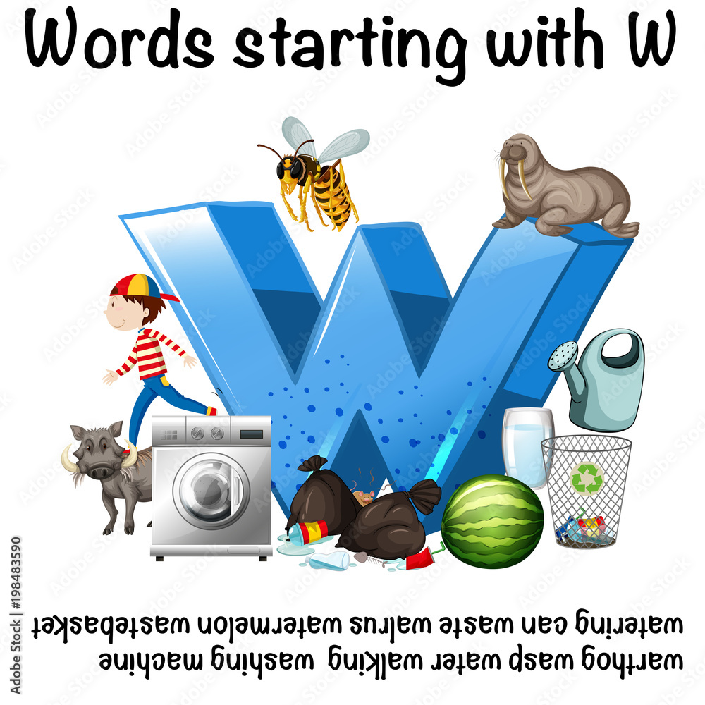 Educational poster design for words starting with W Stock Vector Adobe Stock
