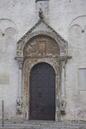 Entrance to medieval cathedral in Bari  Southern Italy