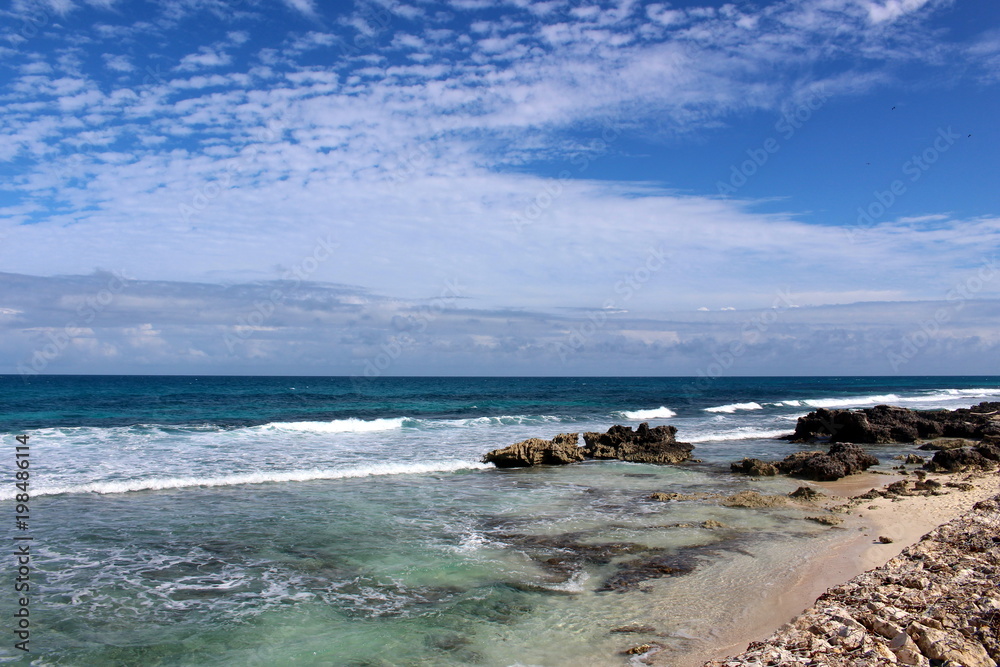 View of the Caribbean sea and a shore/ Isla Mujeres, Quintana Roo, Riviera Maya, Mexico
