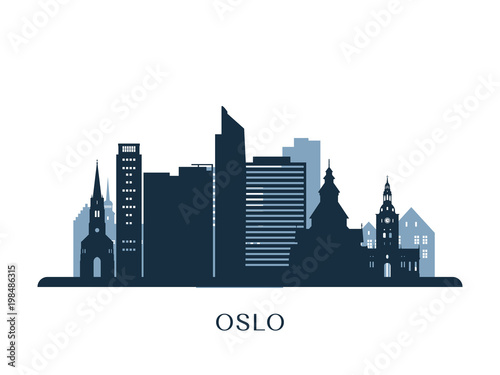 Oslo skyline, monochrome silhouette. Vector illustration. photo