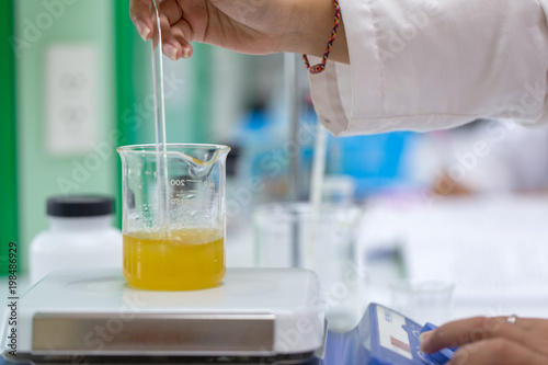 Biodiesel production is the process of producing the biofuel, biodiesel, in laboratory. photo