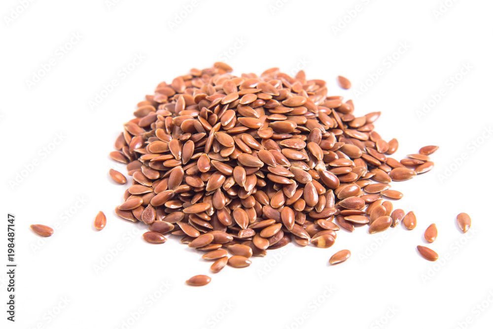 Close up Organic flax seeds on white background Close up Organic flax seeds on white background
