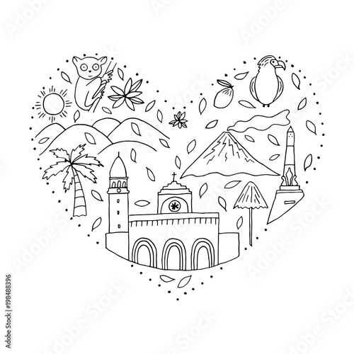 The heart with symbols of Philippines.