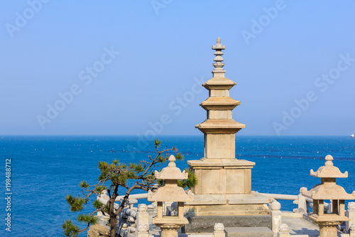 Pagodas in haedong yonggungsa temple photo