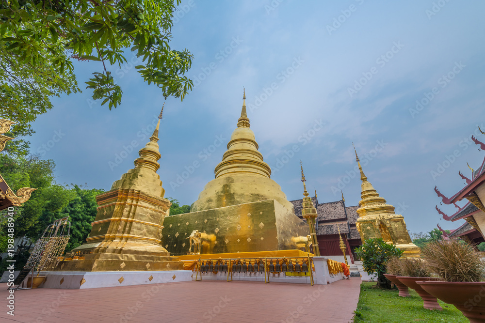 Naklejka premium Wat Phra Singh is located in the western part of the old city centre of Chiang Mai, Thailand