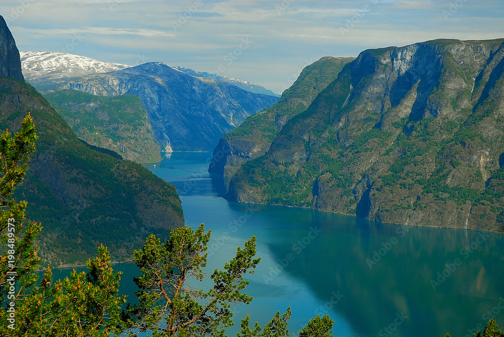 Norway. The Sognefjord is Norway's longest and deepest fjord.