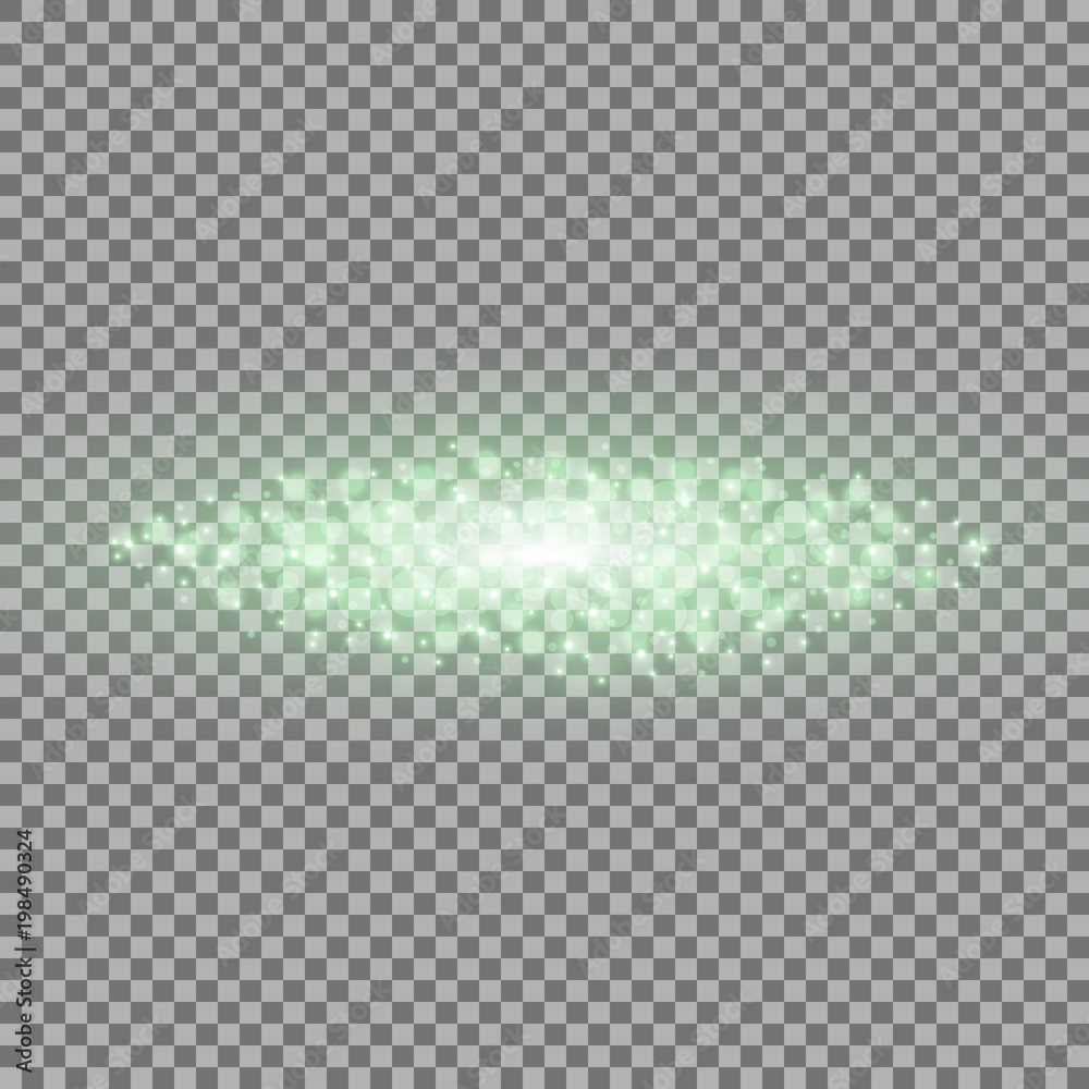 Particles of light with bokeh, green color Particles of light with bokeh, green color