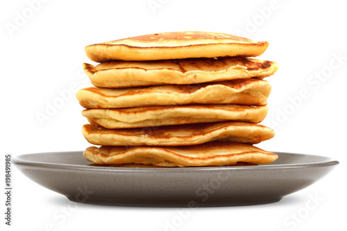 Plate with homemade pancakes stack
