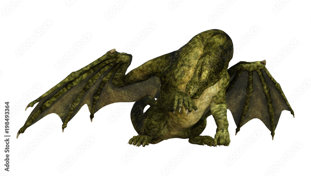 3D Rendering Fantasy Dragon on White 3D Rendering Fantasy Dragon on White