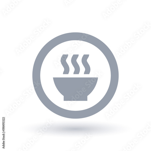 Food icon with hot steaming bowl sign isolated on white background. Vector illustration.