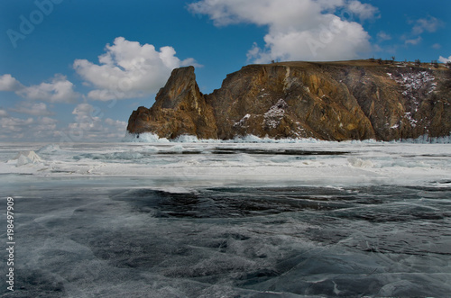 Russia. A pile of ice on lake Baikal.
