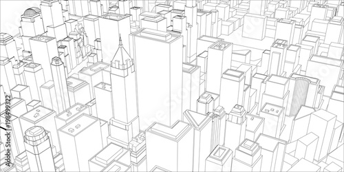 Wire-frame New York City, Blueprint Style