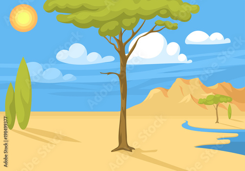 Australia wild background landscape cartoon popular nature flat style australian native forest vector illustration.