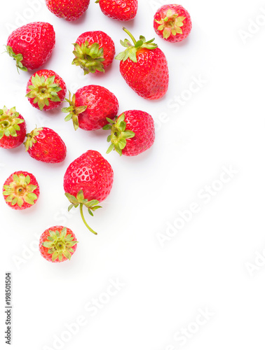 Fototapeta Naklejka Na Ścianę i Meble -  Seamless pattern with strawberry. Tropical abstract background. Strawberry on the white background