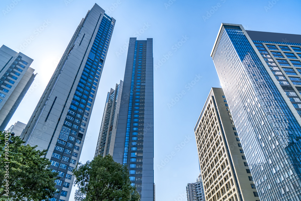 Commercial building has a low angle view in shanghai China Commercial building has a low angle view in shanghai China