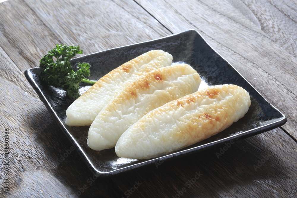 Kamaboko in the shape of bamboo leaves Kamaboko in the shape of bamboo leaves