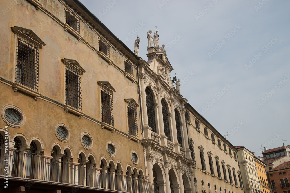 Piazza dei Signori with Church of St. Vincent buildings, Vicenza, Italy