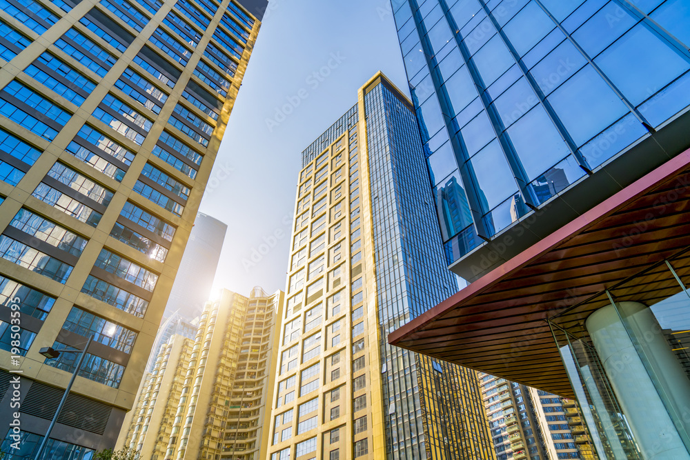 Obraz premium Commercial building has a low angle view in shanghai China