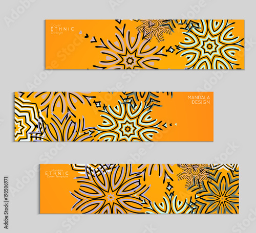 Ethnic banners template with floral Mandala ornament.