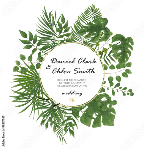 Wedding Invitation, rsvp modern card Design. Vector natural, botanical, elegant template.